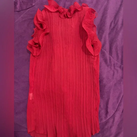 Elegant Red Ruffled Women's Top - Picture 3 of 3